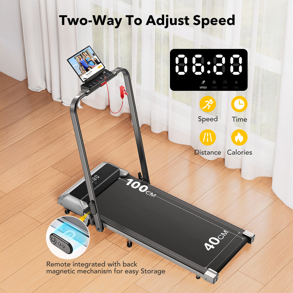 Toputure TP2 Walk Run Treadmill With 7 Incline 0.6-7.5 mph LED Display App Compatible Portable