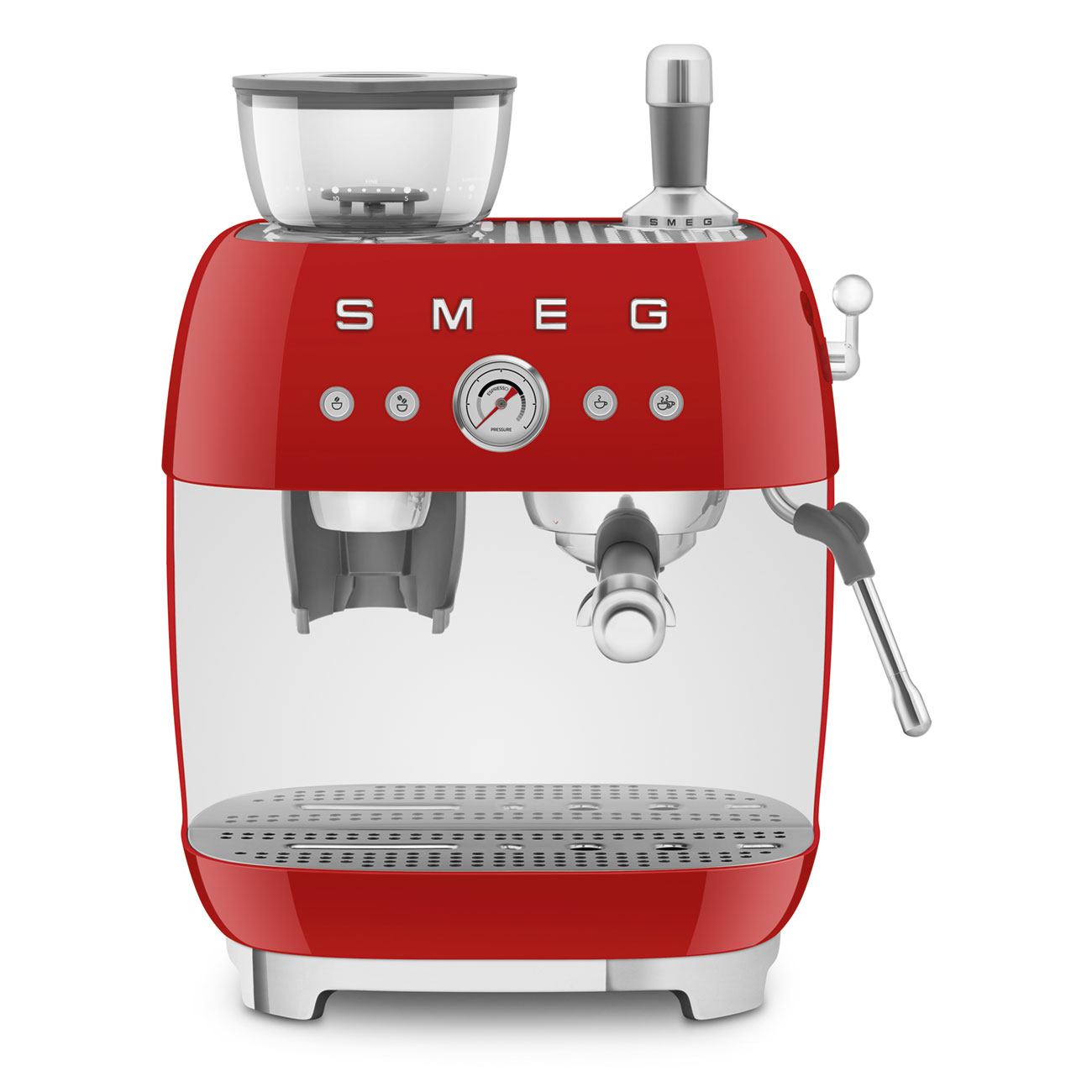 SMEG EGF03 Espresso Coffee Machine with Built-In Grinder - Red