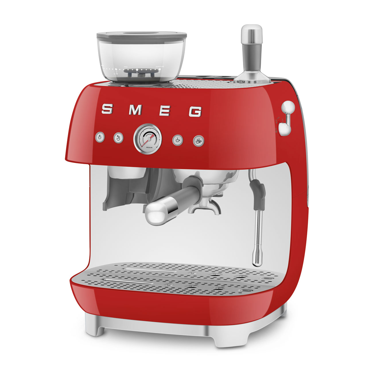 SMEG EGF03 Espresso Coffee Machine with Built-In Grinder - Red