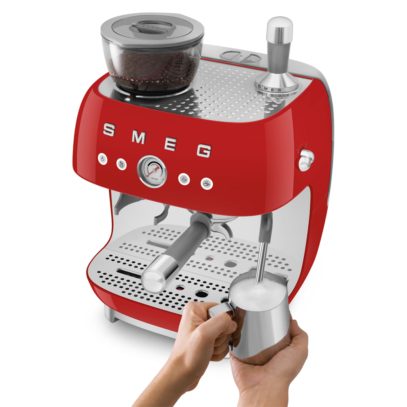 SMEG EGF03 Espresso Coffee Machine with Built-In Grinder - Red