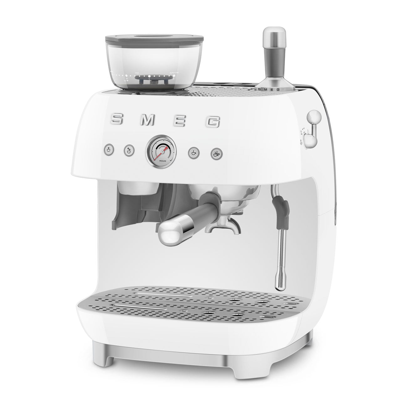 SMEG EGF03 Espresso Coffee Machine with Built-In Grinder - White