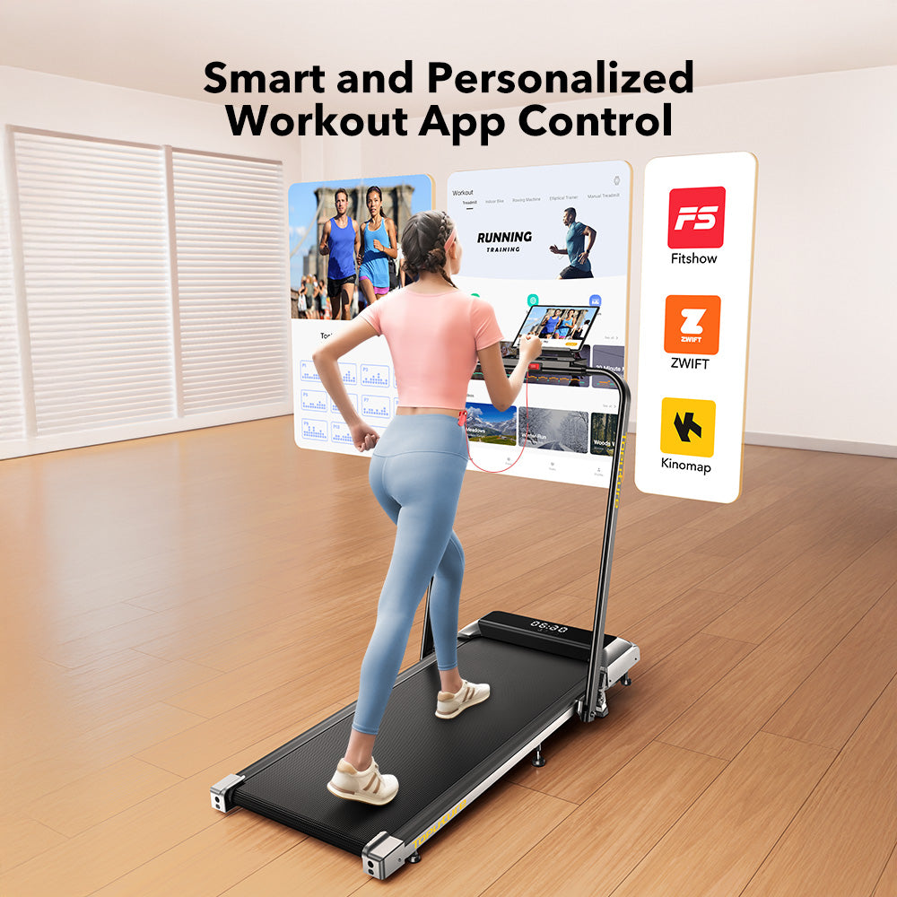 Toputure TP2 Walk Run Treadmill With 7 Incline 0.6-7.5 mph LED Display App Compatible Portable