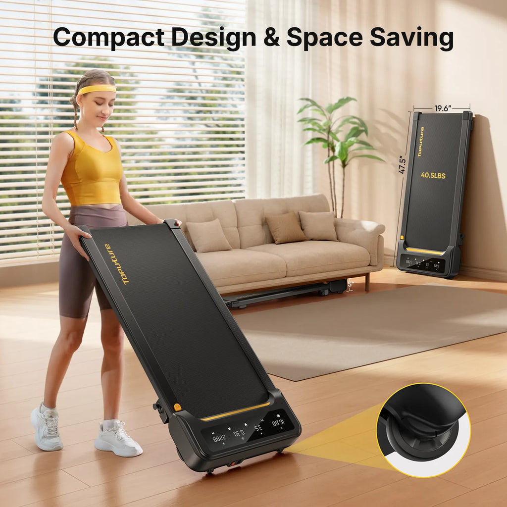 Toputure TP3 Portable Walking Pad 9% Incline 2.5HP Quiet Under 45dB LED Touch Display Remote App