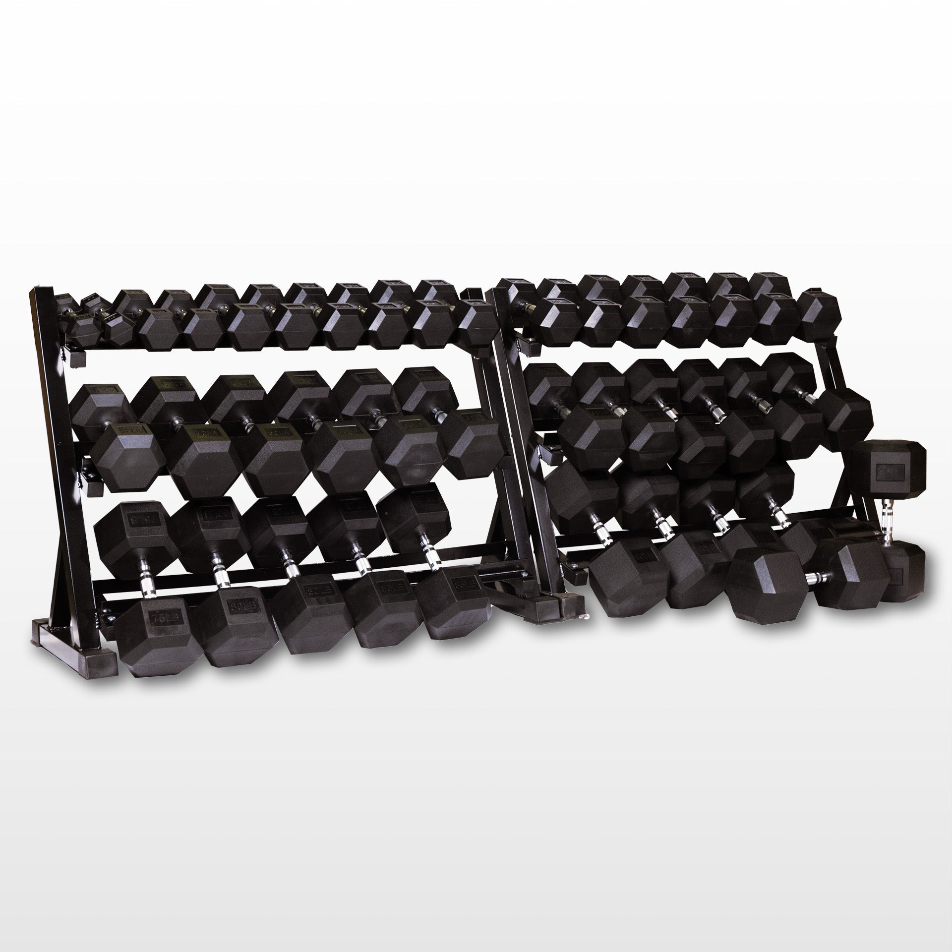 5-100 Lb Hex Dumbbell Set with 2 Stands