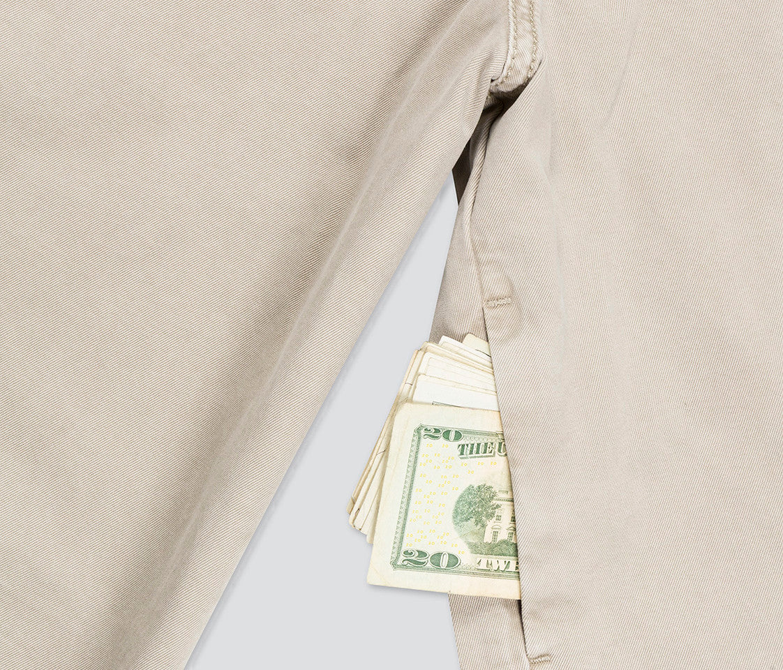 Womens Astro K Khaki Twill Pants With Hidden Stash Pocket And 26 Inch Bottom Leg Opening