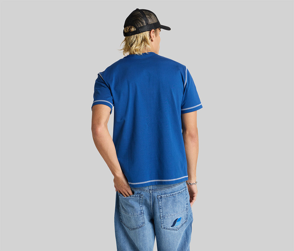 Graffiti Embroidery Pocket Tee Navy Mens Casual Short Sleeve Graphic T Shirt Premium Quality