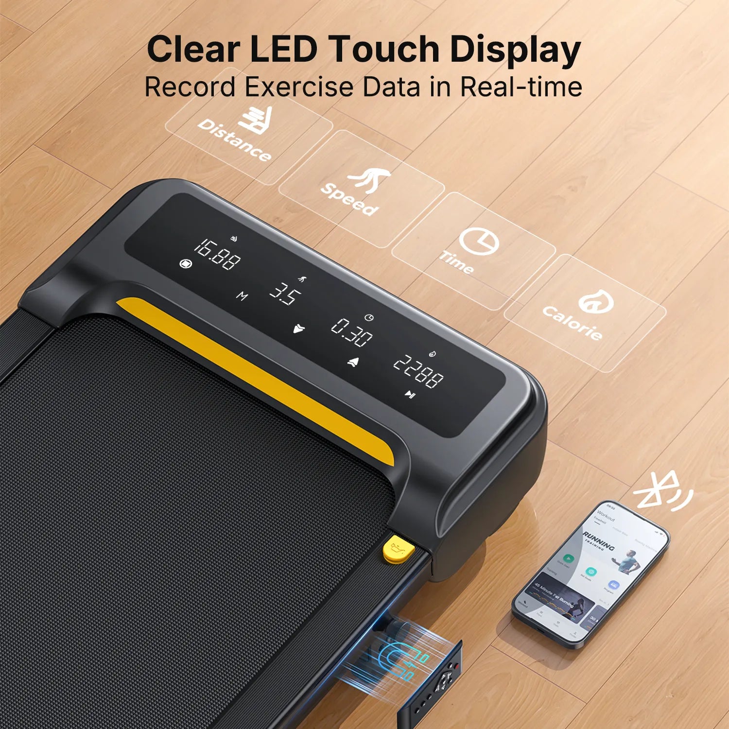 Toputure TP3 Portable Walking Pad 9% Incline 2.5HP Quiet Under 45dB LED Touch Display Remote App