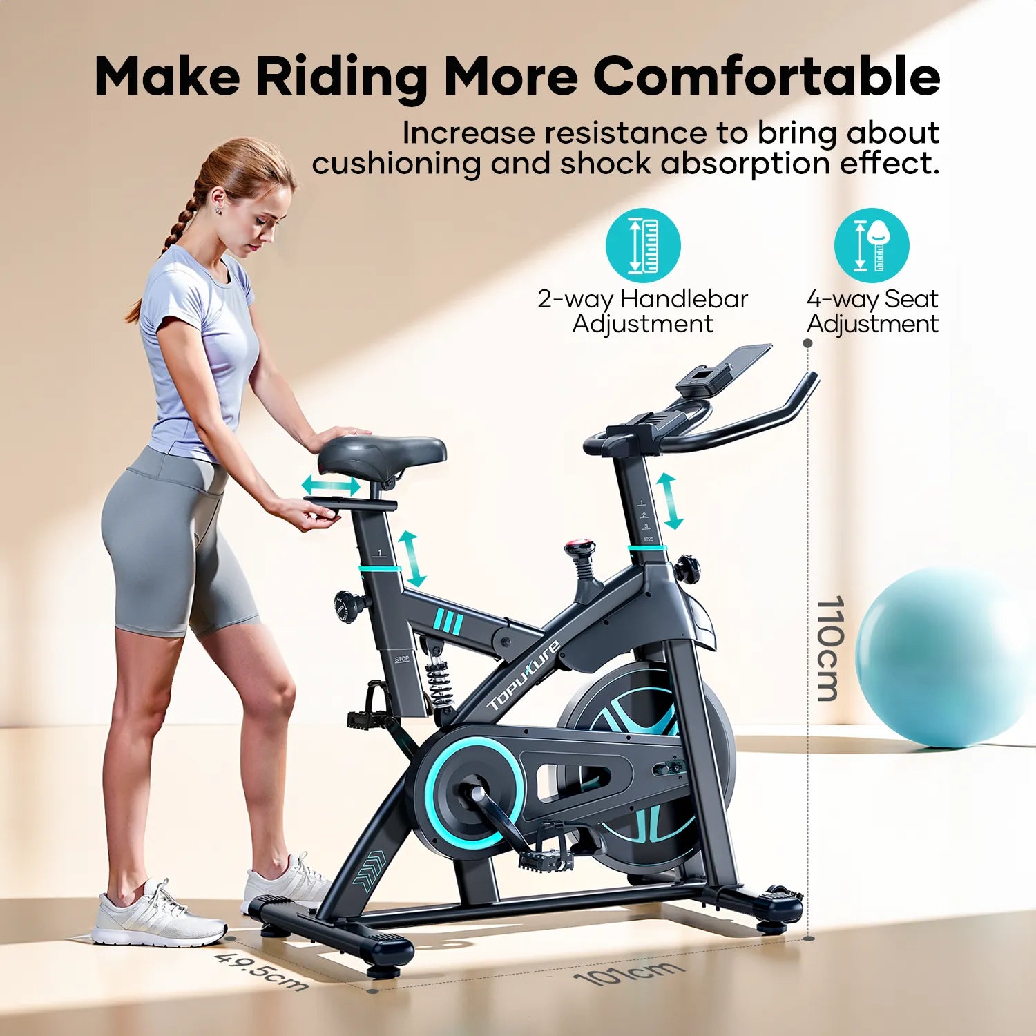 Toputure TEB2 Exercise Bike With Heart Rate Monitor