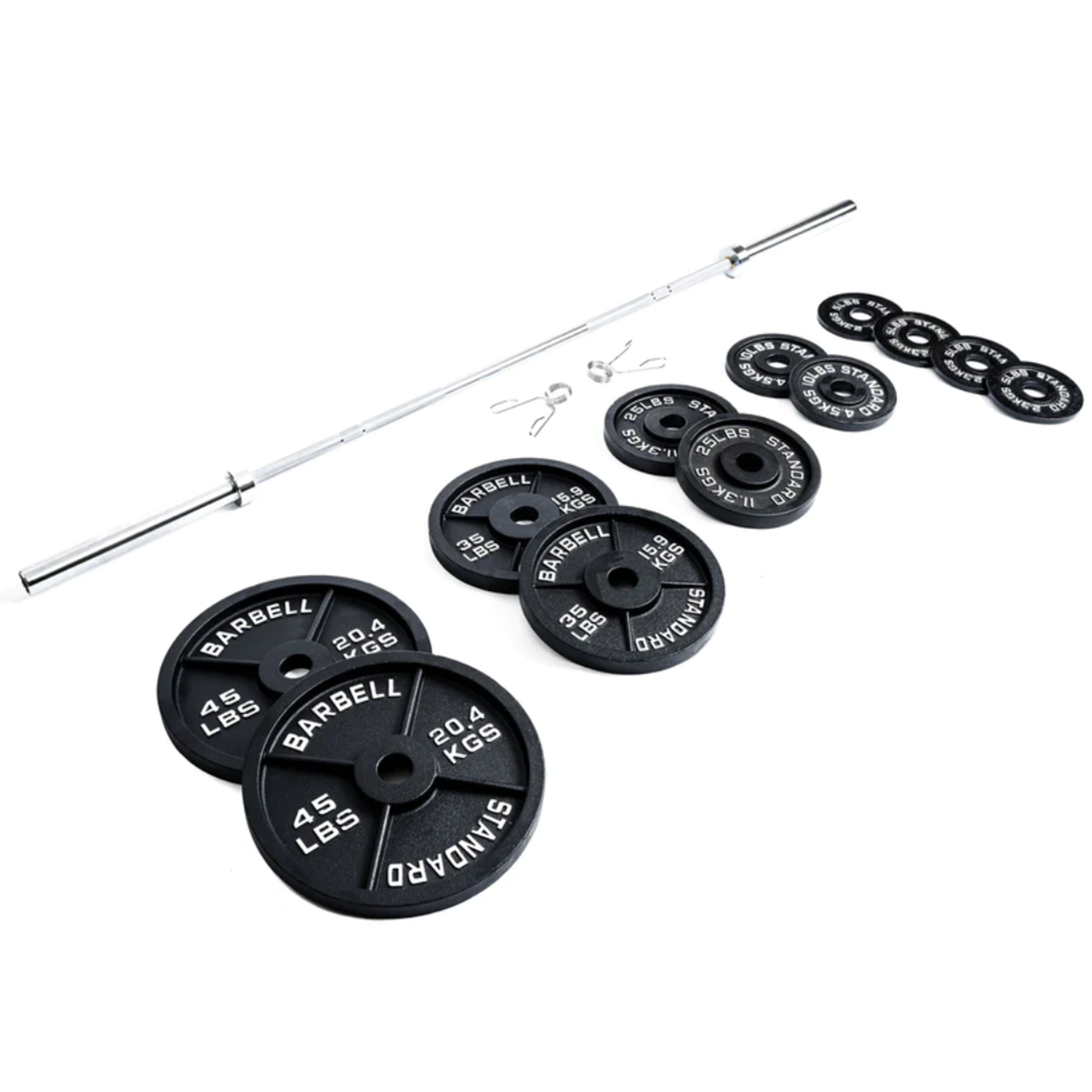 275lbs Iron Weight Set Combo With Olympic Barbell