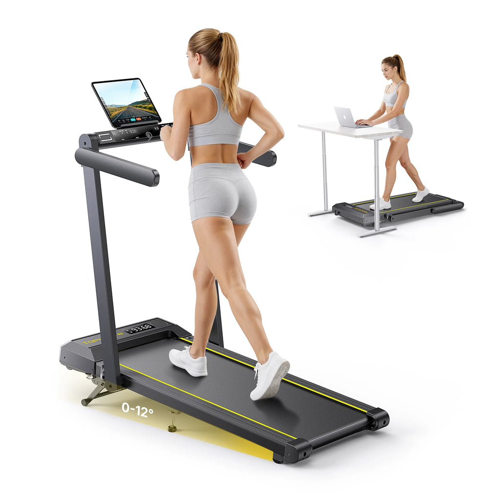 Toputure TP5 2 In 1 Folding Treadmill 12 Percent Incline Two Point Five HP Motor Bluetooth Speaker