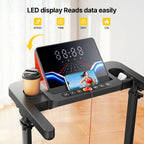 Toputure TP7 Height Adjustable Treadmill 2.5HP Foldable Incline Three Level 0.6 to 7.5 MPH Bluetooth App LED Display