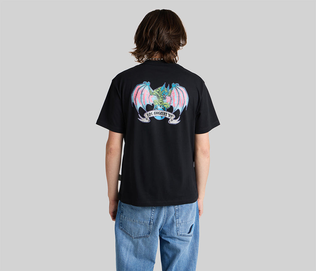 Batwear Reverse Neck Graphic Tee Black For Men Short Sleeve T Shirt Classic Relaxed Fit