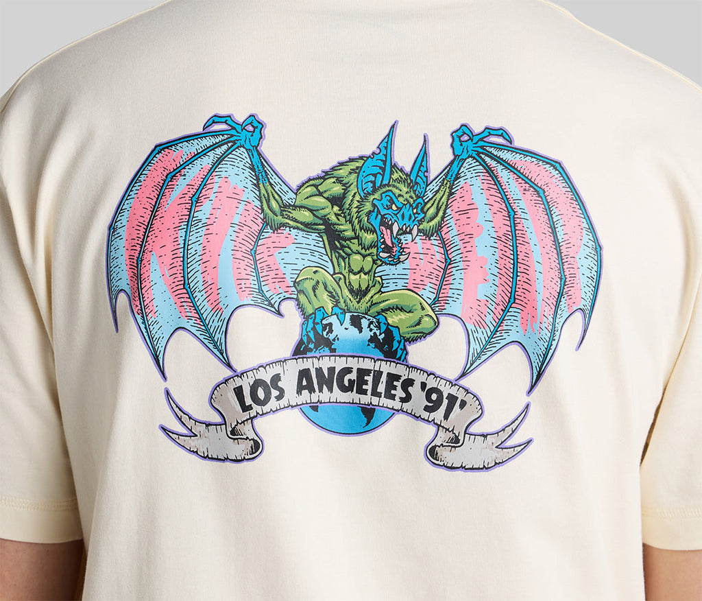 Batwear Reverse Neck Graphic Tee Natural Mens Short Sleeve Casual Breathable Everyday Tee Shirt