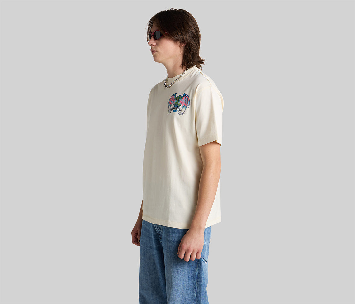 Batwear Reverse Neck Graphic Tee Natural Mens Short Sleeve Casual Breathable Everyday Tee Shirt