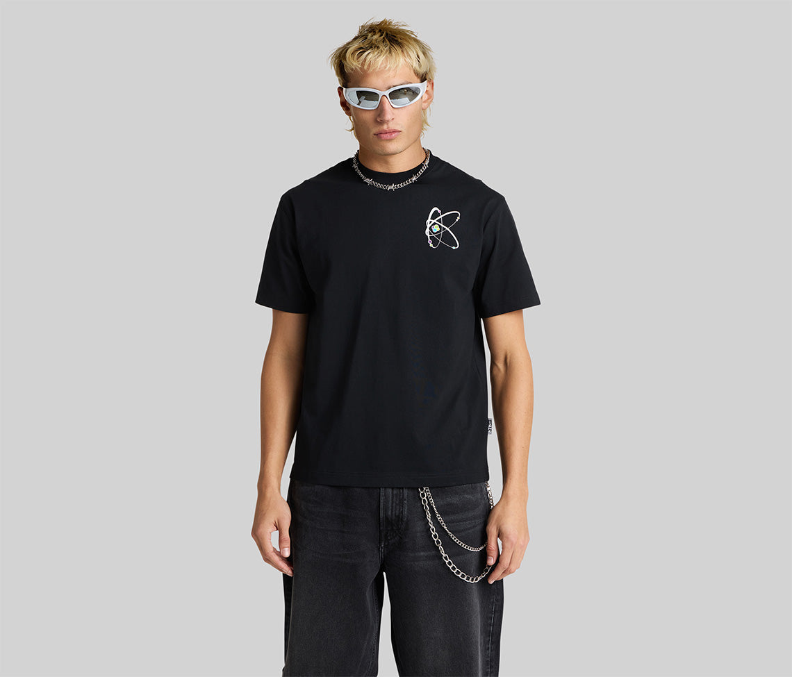 Atomic Graphic Tee For Men Black Short Sleeve T Shirt Premium Cotton Everyday Casual Wear