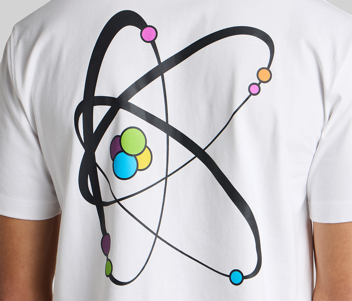 Atomic Graphic Tee White Mens Basic T Shirt Classic Everyday Wear For Men Casual Essential Wardrobe Staple