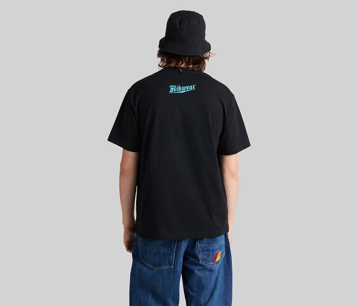 Kikwear Cuts Graphic Tee Black Mens Basic Short Sleeve T Shirt Premium Everyday Casual Wear