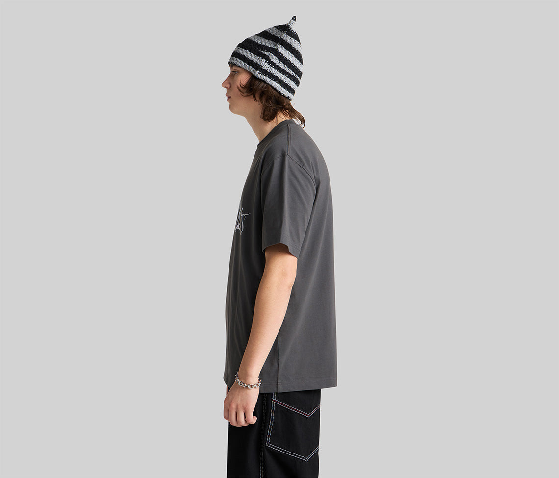 Kikwear Cuts Graphic Charcoal Tee Mens Basic Soft Cotton T Shirt Wardrobe Essential Everyday Wear