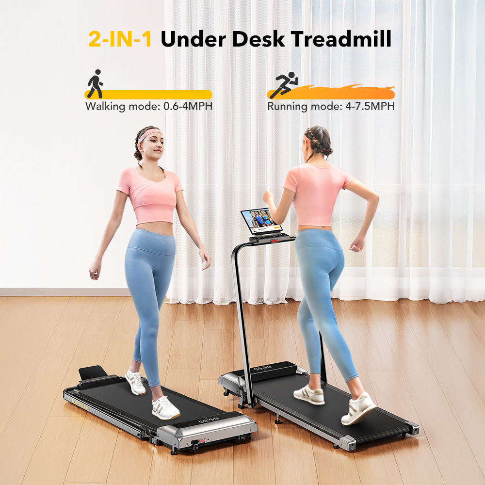 Toputure TP2 Walk Run Treadmill With 7 Incline 0.6-7.5 mph LED Display App Compatible Portable