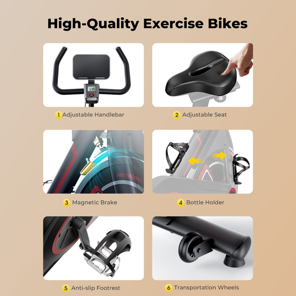 Toputure TEB1 Exercise Bike With 0 To 100 Percent Magnetic Resistance 15kg Flywheel Ultra Quiet Solid Triangle Frame